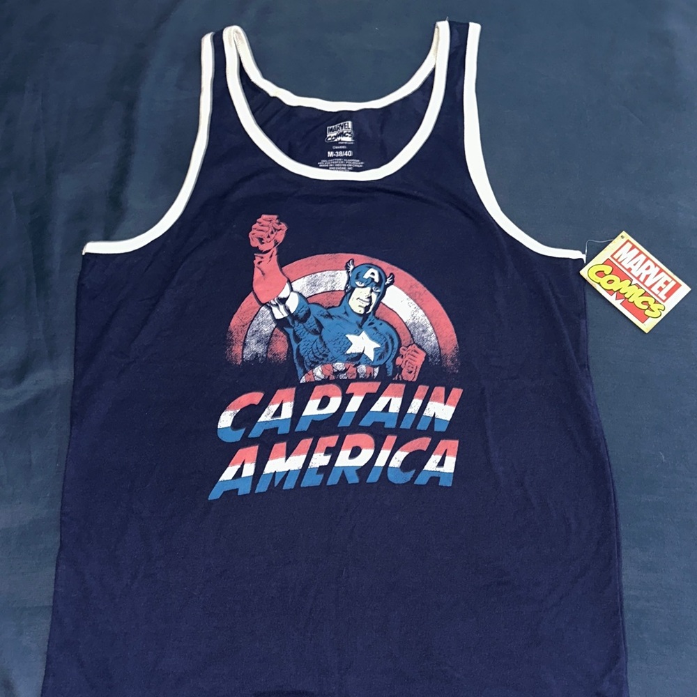 Marvel Captain America Navy Blue & White Graphic Tank Top